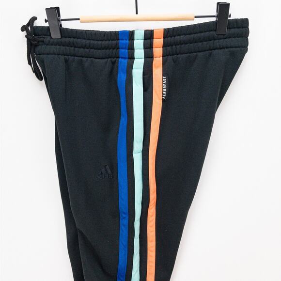 Adidas Harden Jogger Pants Men’s XL (Fits 29W) Black Cropped Multicolor Stripe - Picture 9 of 13